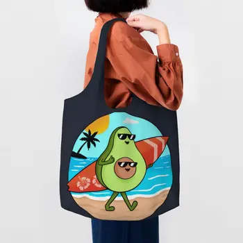 Изготовленная на Заказ Холщовая сумка для покупок на пляже с Авокадо, Женская Портативная Сумка для Бакалеи Большой емкости, Фруктовая Веганская сумка Для покупок, Сумка для фотографий