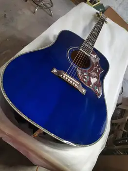 Изготовленная на заказ акустическая гитара Dove Bird из массива ели синего цвета guitar professional 41 дюймов