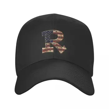 Изготовленная на заказ бейсболка с буквой R в виде буквы США для мужчин и женщин, Регулируемая Шляпа для папы с американским флагом, Уличная одежда