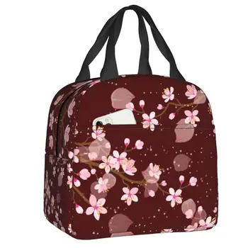 Изготовленная на заказ красивая сумка для ланча с цветочным узором Японской вишни, мужская и Женская сумка-холодильник, термоизолированные ланч-боксы для офиса для взрослых