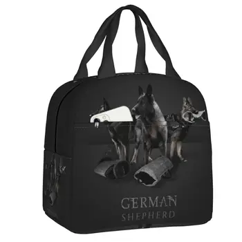 Изготовленная на заказ сумка для ланча с немецкой овчаркой, женская сумка-холодильник, теплый изолированный ланч-бокс для учащихся школы