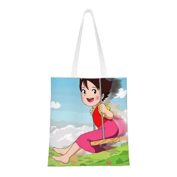 Изготовленные на заказ холщовые сумки для покупок Alps Mountain Girl Heidi для женщин, перерабатывающие продуктовые сумки для покупок