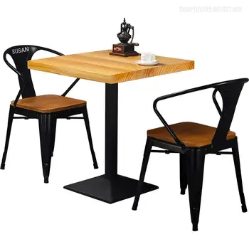 Изготовленный на заказ обеденный стол и стул из массива дерева в американском индустриальном стиле с музыкой, бар, ресторан, столик для чая с молоком