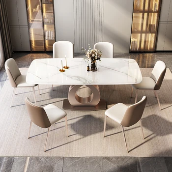 Импортный стол из каменной плиты современный простой легкий роскошный креативный прямоугольный стол в скандинавском стиле для гостиной маленькой семьи 0
