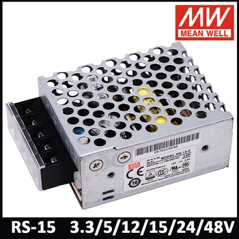 Импульсный источник питания Mean Well RS-15W с одним выходом 3.3/5/12/15/24/ Световой трансформатор 48 В RS-15-5 RS-15-3.3 RS-15-12 RS-15-24