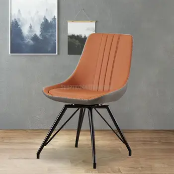Итальянский минималистичный Вращающийся обеденный стул, Дизайнерский стул для домашнего стола, кожаный стул для ресторана в отеле, повседневный стул со спинкой