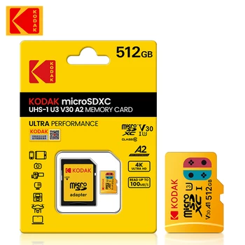 Карта памяти Kodak 32 ГБ 64 ГБ A1 UHS-I 128 ГБ / 256 ГБ / 512 ГБ Micro SD-Карта U3 Flash TF SD-карта для Камеры / Смартфона / Игры