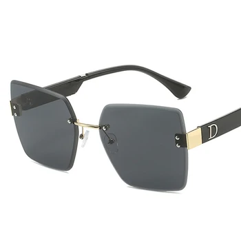 Квадратные солнцезащитные очки без оправы для женщин модные бескаркасные роскошные брендовые дизайнерские градиентные очки для мужчин V400 Очки унисекс