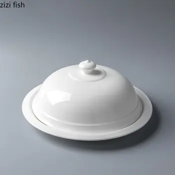 Керамическая обеденная тарелка Ресторанная сервировочная тарелка с крышкой Тарелки для дим-самов Тарелки для стейков Десертное блюдо Блюдо для закусок Однотонная посуда