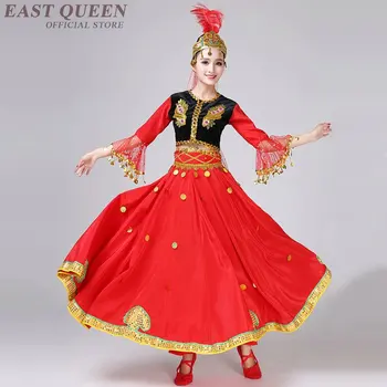 Китайский народный танец, Красный танцевальный костюм, расшитое блестками Китайское национальное танцевальное платье, одежда для выступлений XXL FF049 YQ