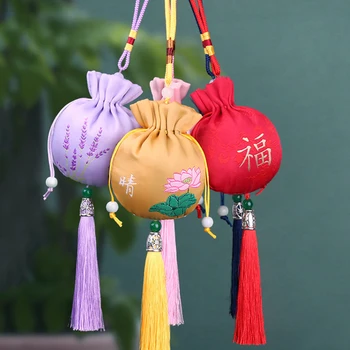 Классическая вышитая сумка на шнурке, Парчовый мешочек-саше, подарочная сумка с подвеской в китайском стиле, сумка для хранения винтажных ювелирных изделий.