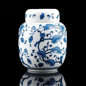 Классическая коробка для хранения чая Цзиндэчжэнь в традиционном китайском стиле из белого и синего фарфора с запечатанной банкой для чая Кунг-фу