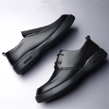 Классические мужские модельные туфли из натуральной воловьей кожи, удобная базовая обувь на шнуровке / лоферы, деловая свадебная обувь