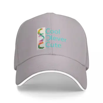 Классический логотип CoolCleverCute в красивых пастельных бирюзовых, розовых и желтых цветах, бейсбольная кепка, каска, мужская шляпа, женская
