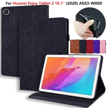 Кожаные Тисненые Цветочные Чехлы Для Huawei Enjoy Tablet 2 10.1 2020 AGS3-W00D W00D Чехол Для Планшета Smart Caqa Shell Tablet 2 10.1