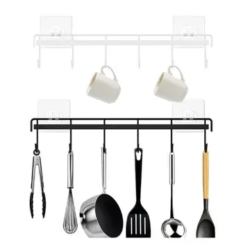 Компактная и долговечная подставка для кухонной утвари с 6 крючками для хранения, кухонные принадлежности