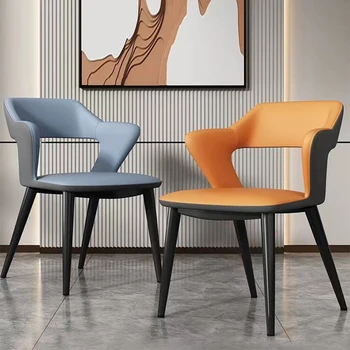 Компактный Кожаный обеденный стул в скандинавском стиле, Кухонный Металлический Офисный шезлонг, Салонный стиль, Квартира Sillas Мебель для дома