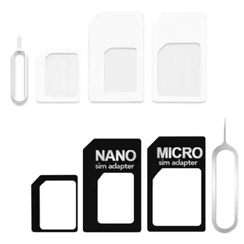 Комплект Адаптеров для Nano SIM-карт 4 В 1 Конвертер Micro SIM/Standard SIM-Карт Со Стальным Контактом для Мобильного Телефона iPhone Tablet для Sumsu