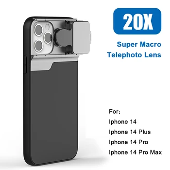 Комплект Объективов для телефона 5 в 1 20X Супер Макро Телеобъектив для iPhone 14 pro max 14 Plus Портативный Аксессуар для Телеобъектива CPL 