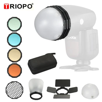 Комплект аксессуаров для вспышки TRIOPO с магнитной круглой головкой для фотосъемки Godox V1 H200R, Запасные части для TRIOPO R1 F1-200 0