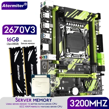 Комплект материнской платы Atermiter X99 AS9 с процессором Xeon E5 2670 V3 CPU LGA2011-3 DDR4 16 ГБ 2x8 ГБ оперативной памяти 3200 МГц REG ECC RAM 0