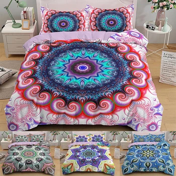 Комплекты постельного белья Mandala в богемном стиле, пододеяльник с принтом и наволочка, постельное белье размера Queen Size, домашний текстиль