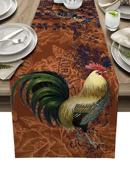Коричневые скатерти Rooster в стиле ретро для украшения кухонного стола, скатерти для обеденного стола, декор стола для свадебной вечеринки