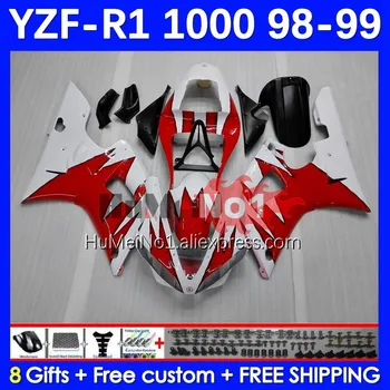 Корпус для YAMAHA YZF R 1 1000 куб. см 1000CC 98-99 156No.4 YZF R1 YZF1000 YZFR1 98 99 YZF-1000 YZF-R1 1998 1999 Обтекатель белый красный blk