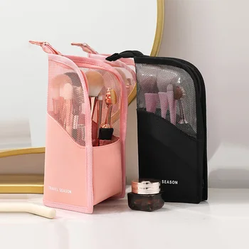 Косметичка-подставка для женщин, прозрачная косметичка на молнии, дорожная женская кисточка для макияжа, органайзер, сумка для туалетных принадлежностей