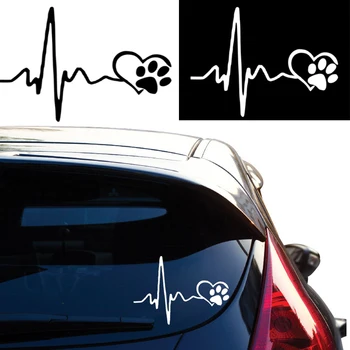 Креативная наклейка с отпечатком ноги любимой собаки ECG, наклейка на автомобиль, украшение для ноутбука на окне автомобиля, автомобильные аксессуары, мультяшная милая черно-белая наклейка
