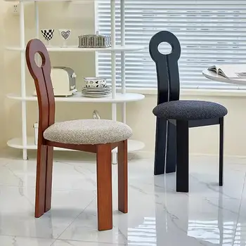 Креативный Ключ Из Овечьего Флиса Nordic Simple Wood Chair Домашний Винтажный Обеденный Стул Из Массива Дерева 0