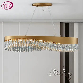 Креативный дизайн хрустальная люстра для столовой роскошный матовый золотой подвесной светильник современный домашний декор led cristal lamp