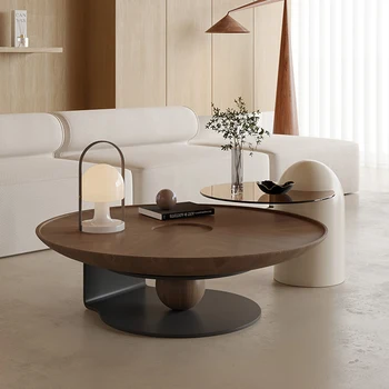 Круглые журнальные столики для гостиной, деревянный современный бар, низкий столик для гостеприимства, Скандинавский черный Дизайнерский салон мебели для дома Mesa Centro