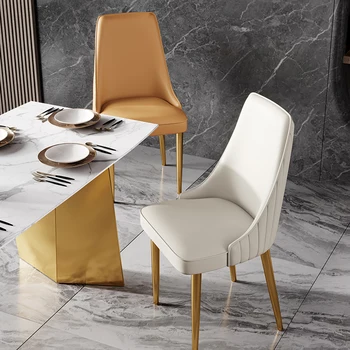 Кухонные обеденные стулья из искусственной кожи Nordic Спальня Салон Современные Роскошные Обеденные стулья Офис Cadeira Мебель для столовой WK