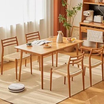 Кухонный Эргономичный обеденный стул Nordic Timber Удобное кресло для отдыха на открытом воздухе Винтажная минималистичная мебель для дома Silla Comedor