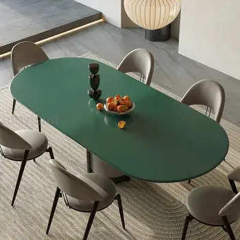 Кухонный обеденный стол, покрытый зеленым лаком для выпечки, рабочий стол из прочной углеродистой стали, массив дерева, прямоугольный стол Tavolo Pranzo Furniture 0