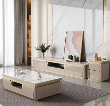 Легкая роскошная комбинация чайного столика с подъемной каменной плитой, ТВ-шкафа, современная простая гостиная, скандинавский ТВ-шкаф