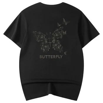 Летние мужские футболки, уличная одежда, футболка с вышивкой бабочки, Женские повседневные футболки в стиле харадзюку, хлопковые свободные молодежные футболки с коротким рукавом