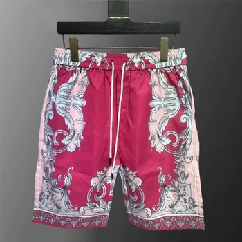 Летние новые мужские повседневные свободные пляжные брюки X-2XL в стиле барокко с цветным печатным шрифтом в стиле барокко 2023 г.