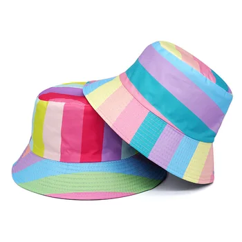 Летняя шляпа рыбака Харадзюку 2023 года, обратимые шляпы-ведерки для женщин, мужская кепка в стиле уличного хип-хопа, рыболовная шляпа с радужным принтом