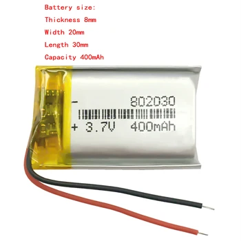 Литий-полимерная аккумуляторная батарея Li-Po емкостью 3,7 В 400 мАч 802030 для Gps, Mp3, Mp4, игрушечного вентилятора, динамика Bluetooth, мыши, камеры, массы