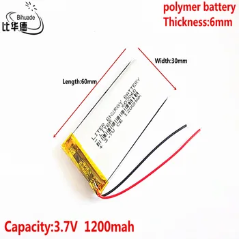 Литровая аккумуляторная батарея 3,7 В 1200 мАч, 603060 литий-полимерная Аккумуляторная батарея LiPo для наушников Mp3, DVD, камеры Bluetooth.