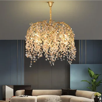 Люстры, светодиодные подвесные светильники, французская ветка хрусталя, гостиная, роскошная вилла, спальня, столовая, проект custom art Cristal