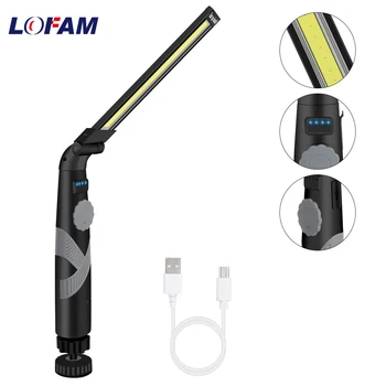 Магнитная рабочая лампа LOFAM, Светодиодная рабочая лампа COB, USB-перезаряжаемый фонарик, Гибкая инспекционная лампа, Аварийный поворотный фонарь