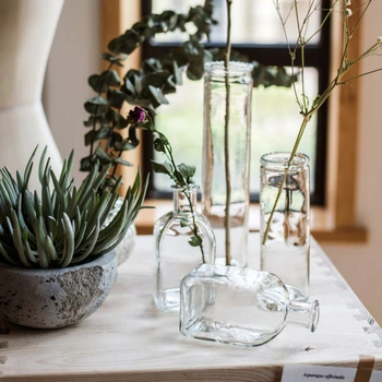 Маленькая Стеклянная посуда, Маленькая ваза, Прозрачная композиция из сушеных цветов, Небольшие гидропонные украшения для гостиной