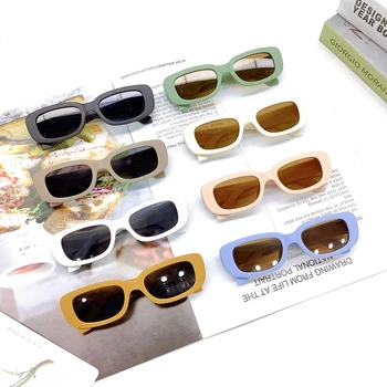 Маленькие квадратные солнцезащитные очки для детей, модные очки для мальчиков и девочек, солнцезащитные очки в стиле Ретро с милым мультфильмом, защита от ультрафиолета для путешествий 0