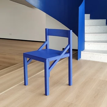 Мебель Klein Blue Light Роскошный Простой Обеденный стул Из массива Дерева Современная Простая Бытовая мебель для обеденного стола в скандинавском стиле со спинкой 0