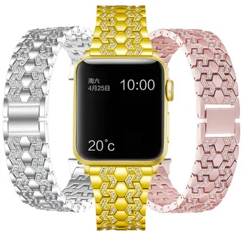Металлический Ремешок Для Apple Watch Band 42мм 44мм 45мм 38мм 40мм 41мм iWatch Series 7 6 Se 5 4 3 2 1 Бриллиантовый Браслет Wistband Correa