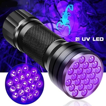 Мини-маркер Blacklight Невидимыми чернилами 21LED 12LED УФ-Ультрафиолетовый светодиодный фонарик с питанием от батареек 3xAAA 0