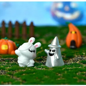 Мини-украшения Naughty Imp серии Cute Ghost, забавная модель тыквы из смолы, игрушки с пейзажем в виде кролика, подарки для украшения рабочего стола